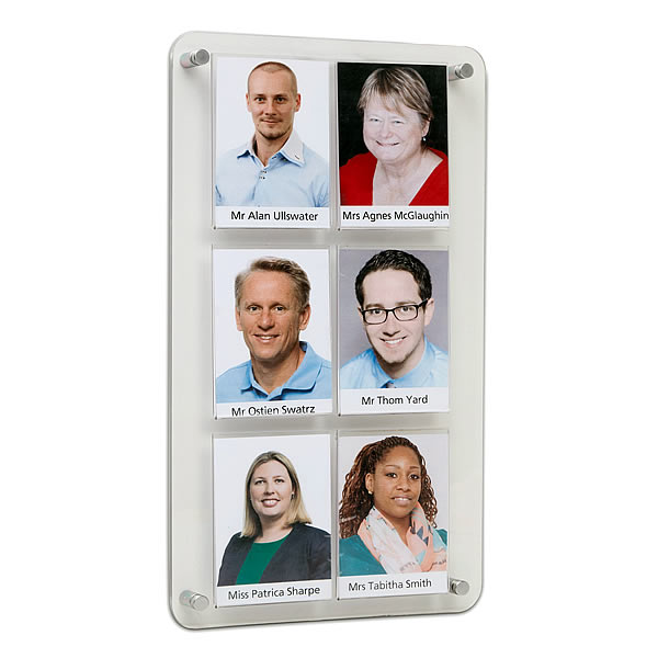 Crystal Staff Photo Board with 6 Pockets in 2 Sizes